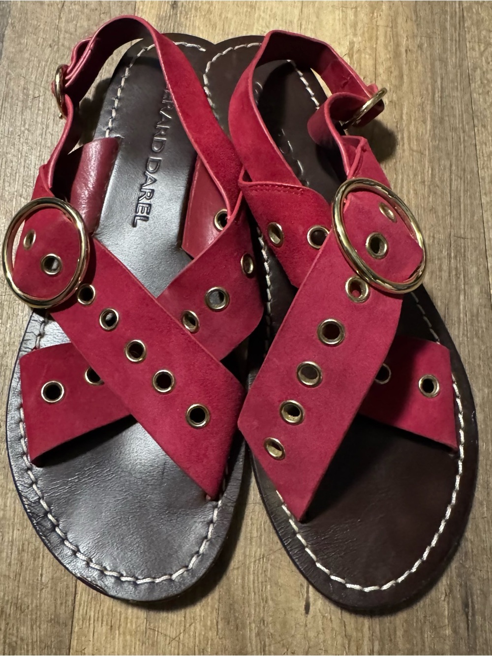 Gerard Darel Red Suede Leather Sandals Size 40